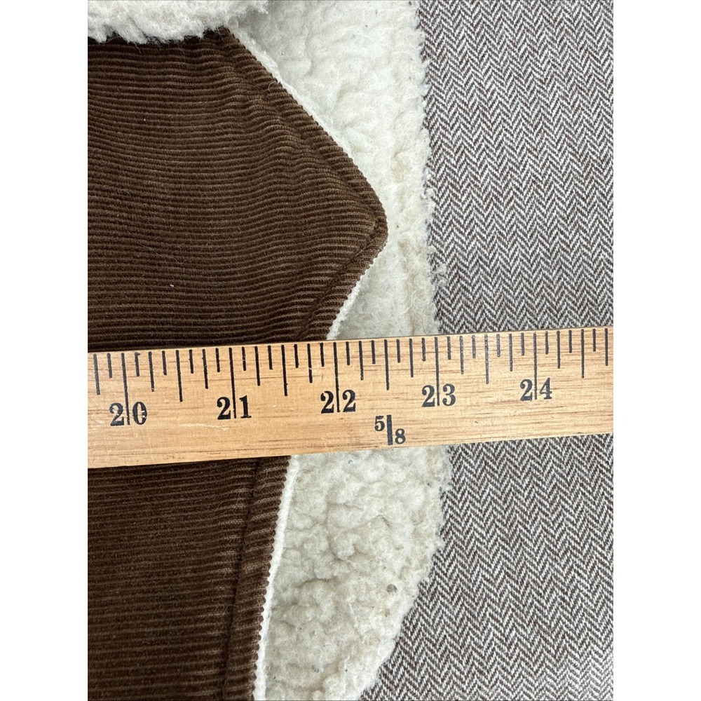 Vintage Mens Chocolate Brown Corduroy Sherpa Vest Size Medium Retro Cowboy - Picture 8 of 8